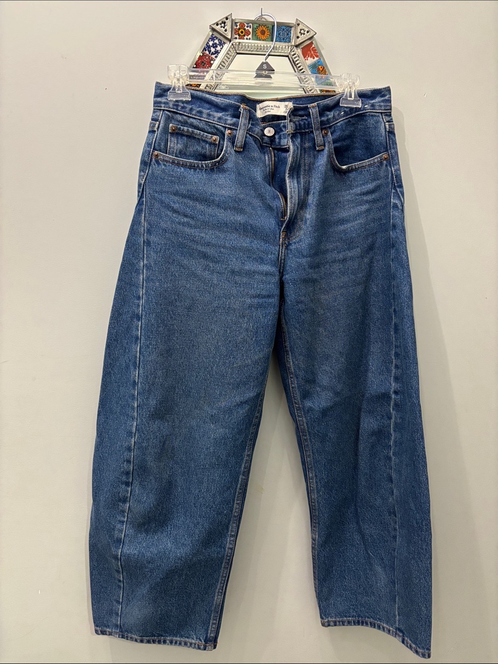 Abercrombie & Fitch Relaxed High-Rise Wide-Leg Denim Jeans - Medium Blue